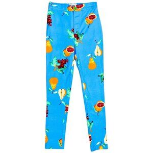 Urban Outfitters Ingrid High Waisted Blue Fruit Print Stretch Pinup Pants 2